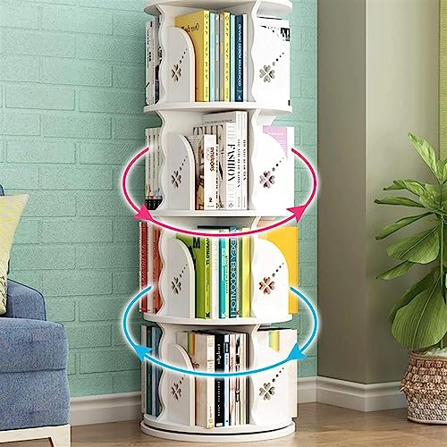 Flexible Bookcases 360° Rotating Bookshelf Wooden Standing Bookcase Corner Book Rack Space Saving Children's Picture Book Bookshelf Organizer Perfect Furniture (Brown 40 * 160cm)
