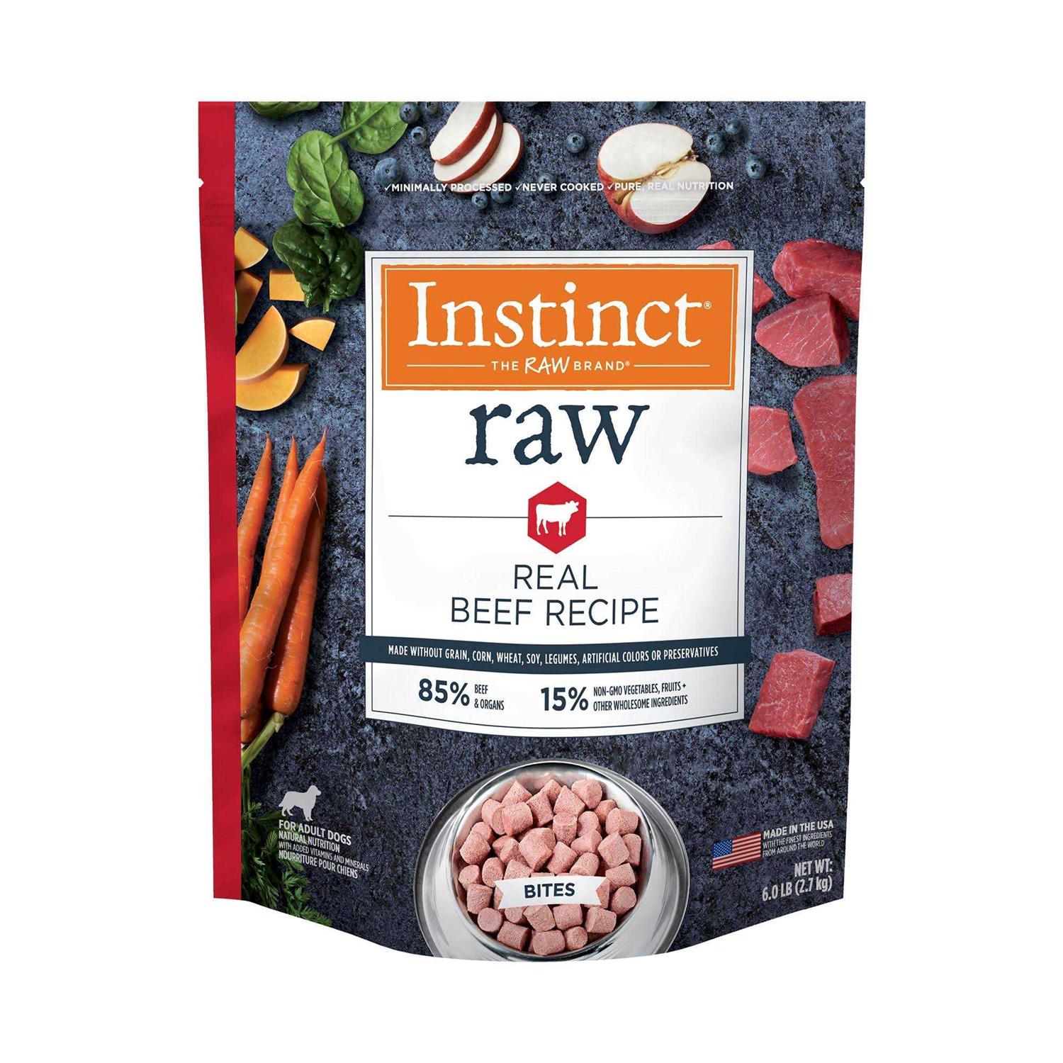 Instinct Frozen Raw Bites Grain Free Real Beef Recipe Dog Food - Pet Supplies online store