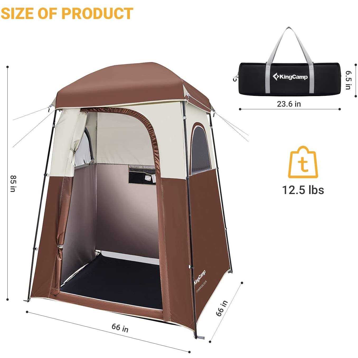 KingCamp Shower Tent Oversize Outdoor for Camping Portable Changing Room Privacy Single - Sports Supplies Online Store