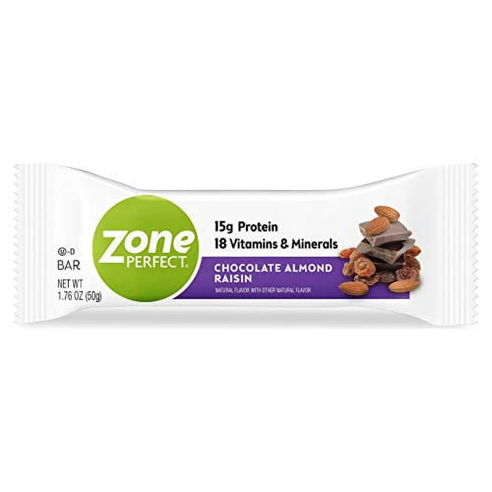 Zone Perfect Protein Bars, Chocolate Almond Raisin, 12g of Protein, Nutrition Bars with Vitamins & Minerals, Great Taste Guaranteed, 20 Bars