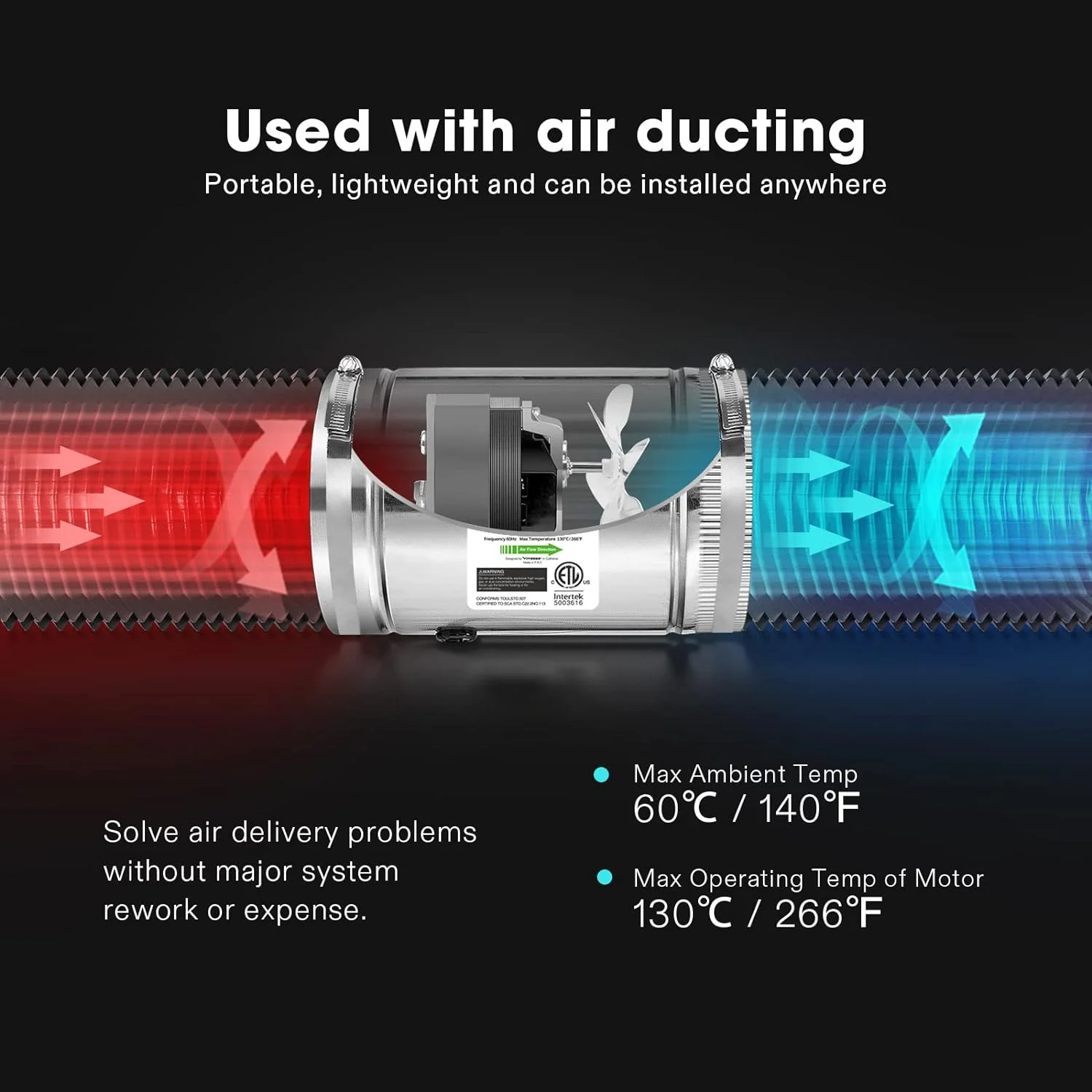 VIVOSUN 6 Inch Inline Duct Fan 240 CFM, HVAC Exhaust Ventilation Fan with Low Noise for Basements, Bathrooms, Kitchens and Attics, Silver