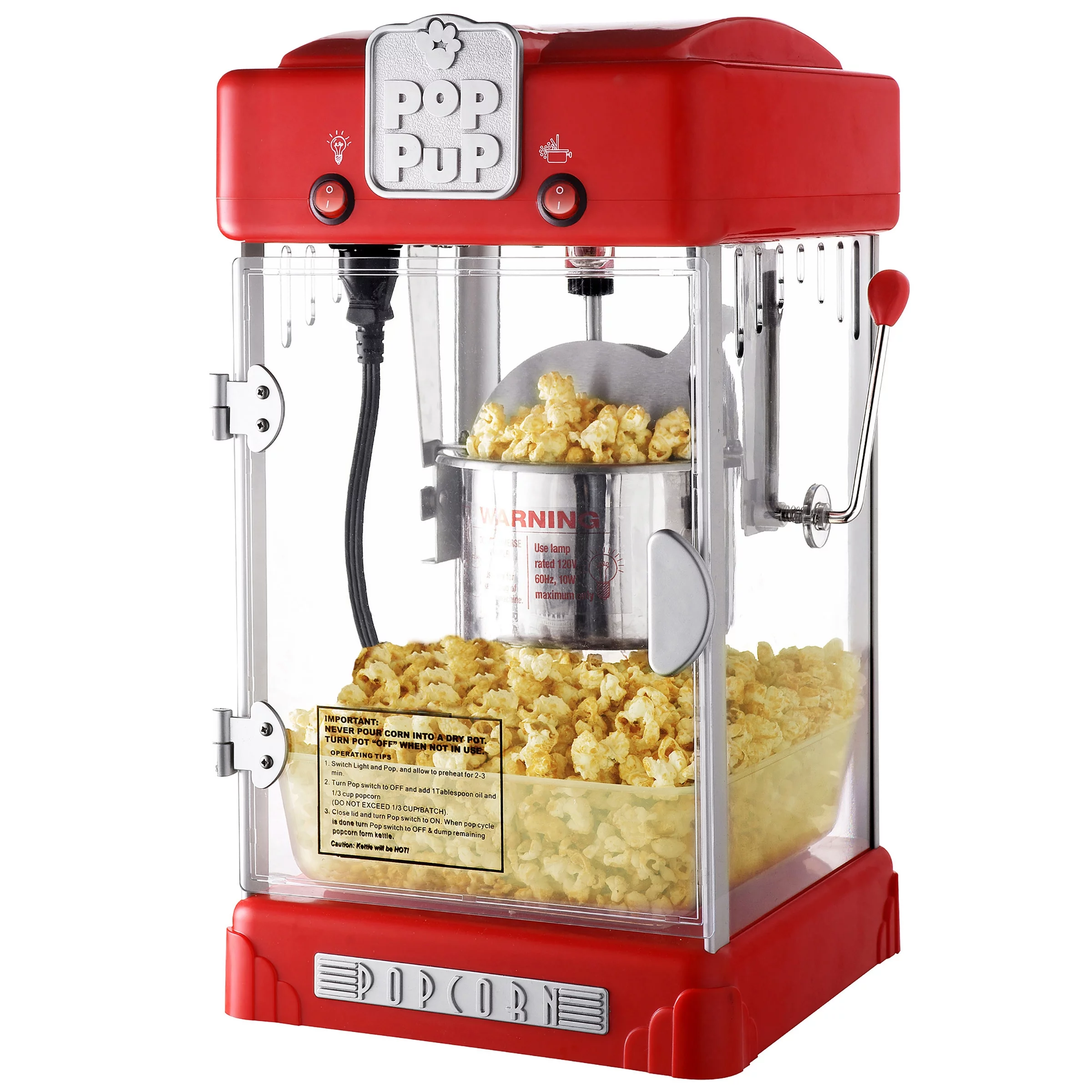 Great Northern Popcorn Pop Pup Popcorn Machine with 2.5oz Kettle (Red)