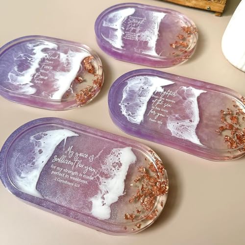Durable Resin Tray Molds, 3 Pcs Silicone Coaster Molds for Epoxy Resin Concrete Jesmonite Terrazo, Rectangle Resin Molds for DIY Jewelry Trinket Dish, Rolling tray, Gifts, Home Decor Crafts