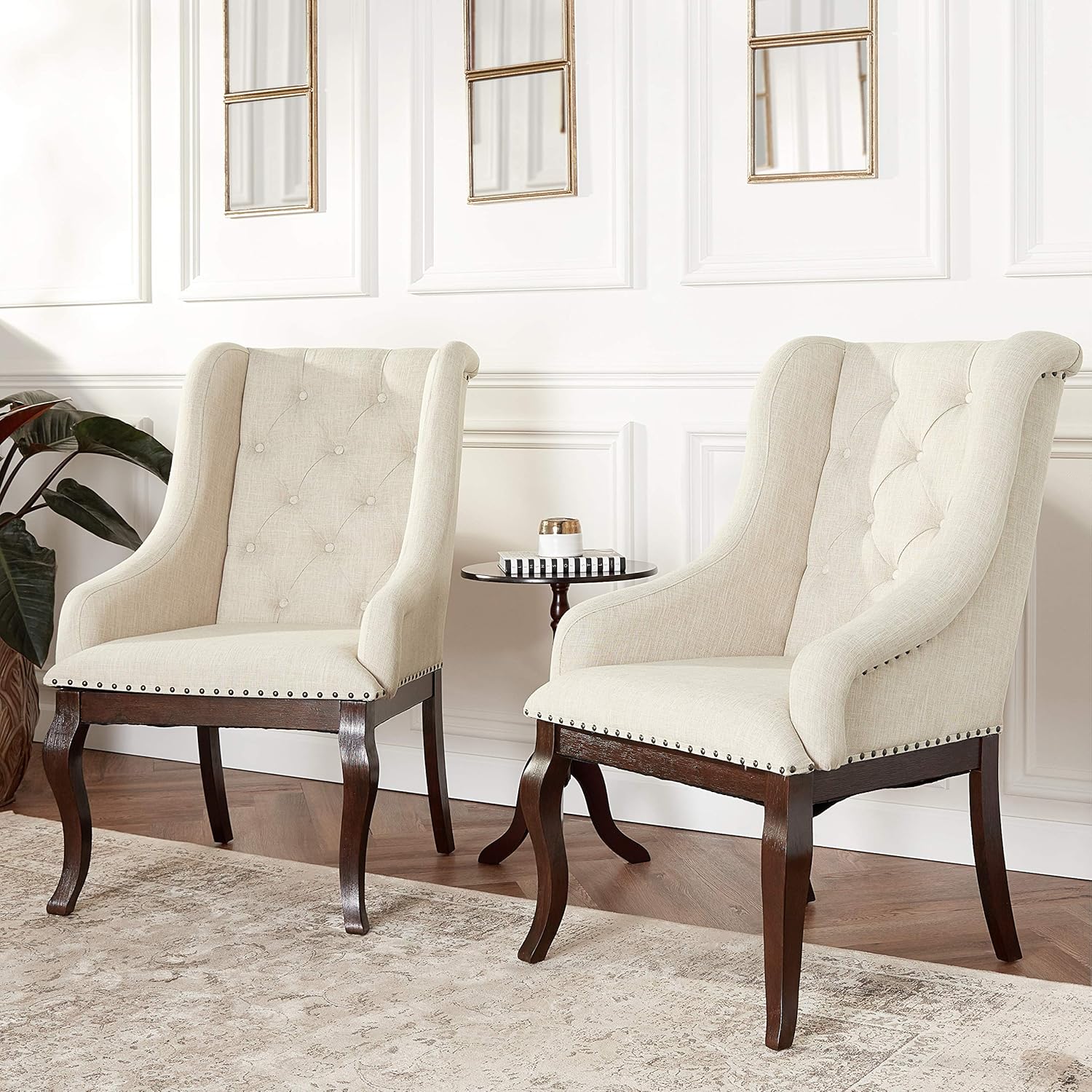 Coaster Home Furnishings Brockway Glen Cove Arm Chairs with Button Tufting and Nailhead Trim Antique Java and Cream (Set of 2)