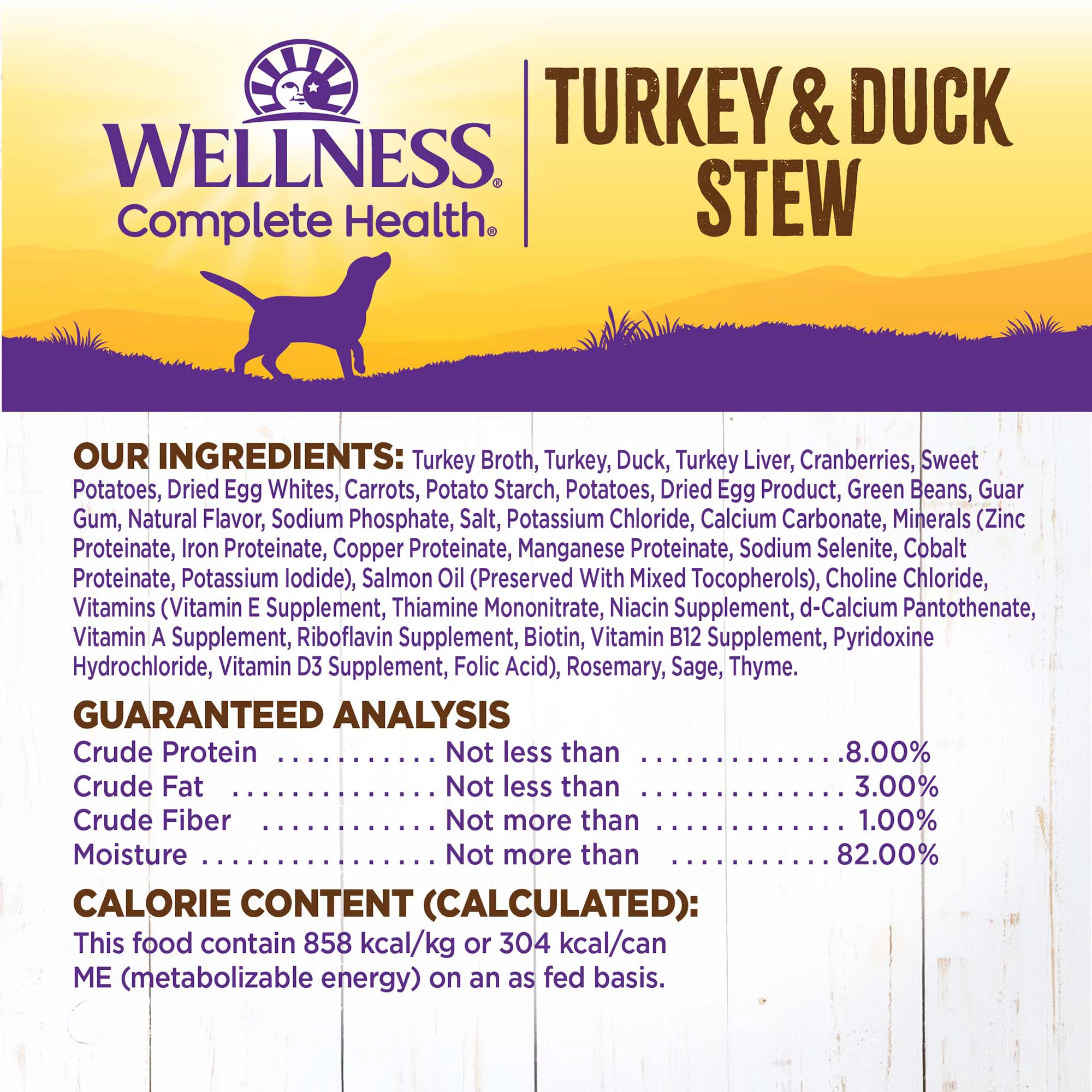 Wellness Thick & Chunky Natural Grain Free Canned Dog Food, Turkey & Duck Stew, 12.5-Ounce Can (Pack of 12)