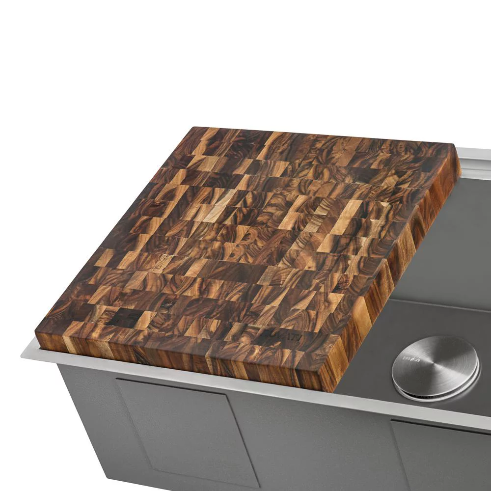 Ruvati USA  17 x 16 in. Thick End-Grain Acacia Butcher Block Solid Wood Cutting Board - Large