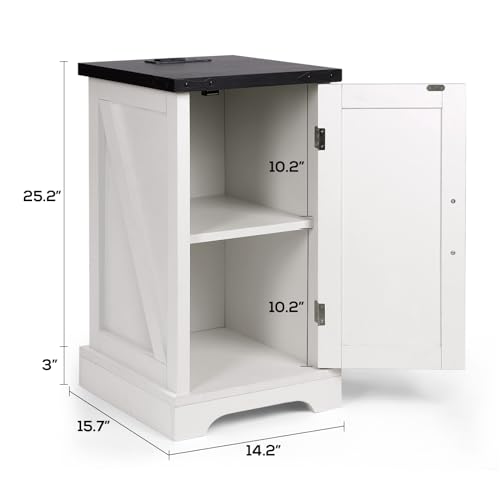 VOWNER 2PCS Farmhouse Nightstand with Charging Station, 17