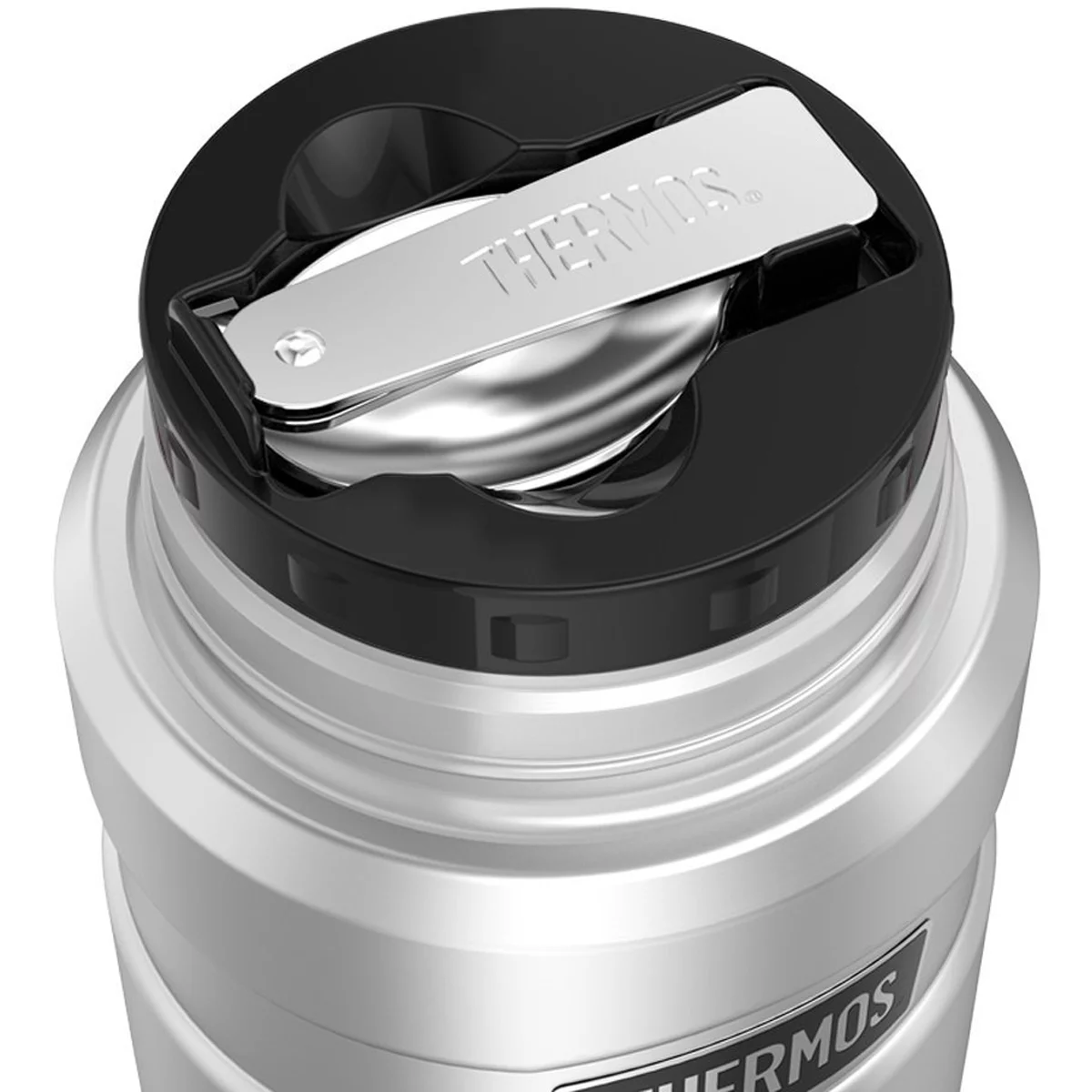 Thermos Stainless King 16 Ounce Food Jar with Folding Spoon, Matte Stainless
