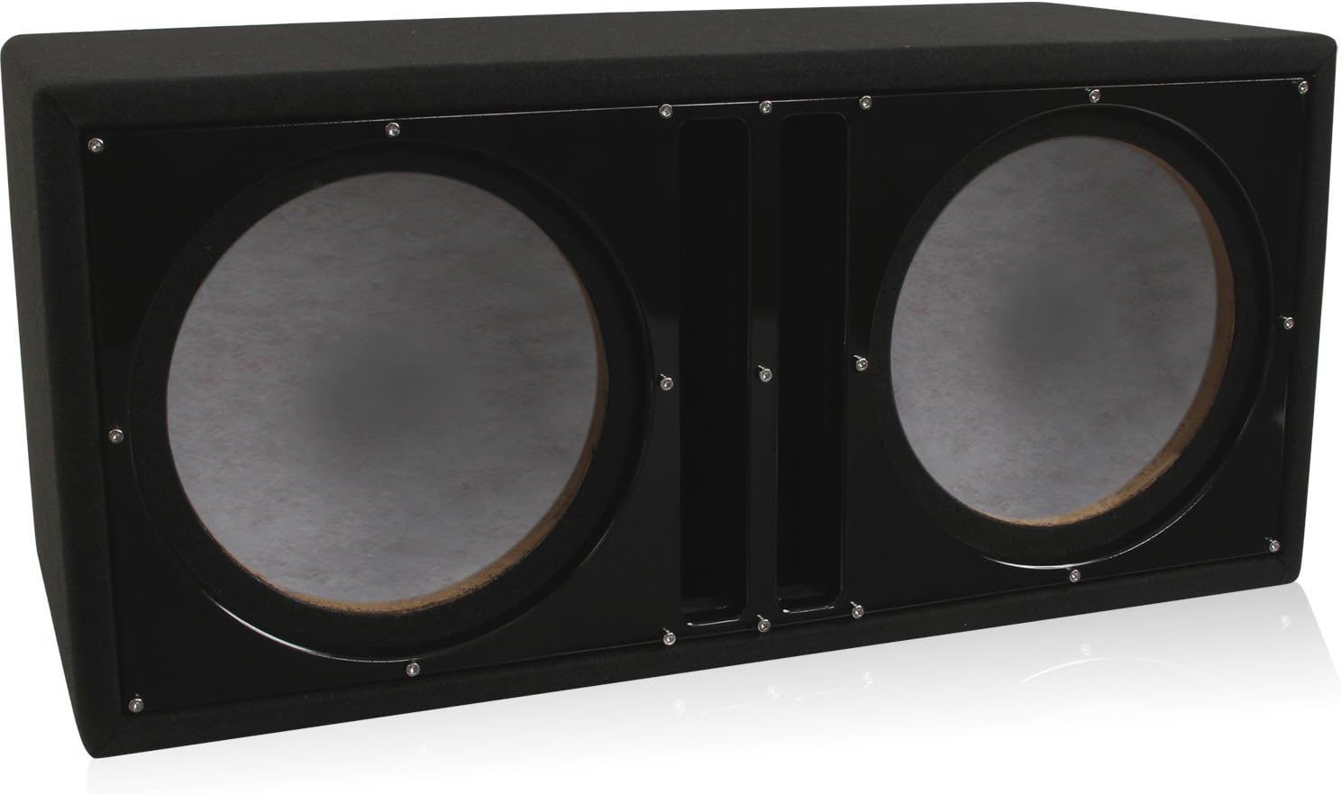 Belva BBX212BK Dual 12-inch Car Ported Subwoofer Box 3/4-inch MDF Pre-Lined Polyfil Includes Custom Black Baffle