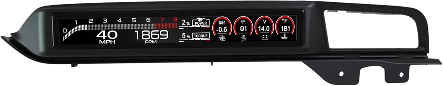 Performance LCD Passenger Display for Ford Mustang Dash Panel Screen, Fits All Left-Hand Drive (LHD) 2015-2021 Ford S550 Mustangs, Ecoboost, GT, GT350, and GT500, Black