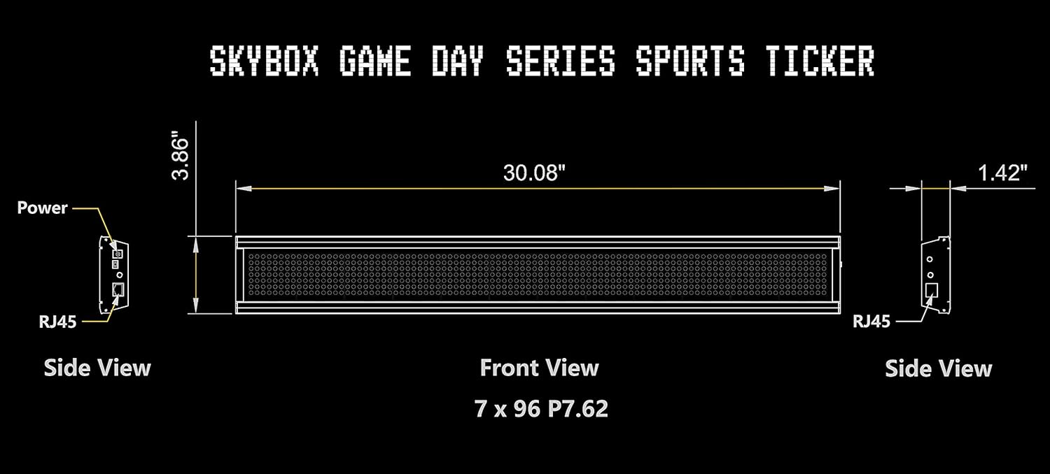Tickercom Game Day Sports Ticker 59-69-79 Inch LED Sign Live Content, Display Sports Scores, Odds, Breaking News Mancave Stuff for Men