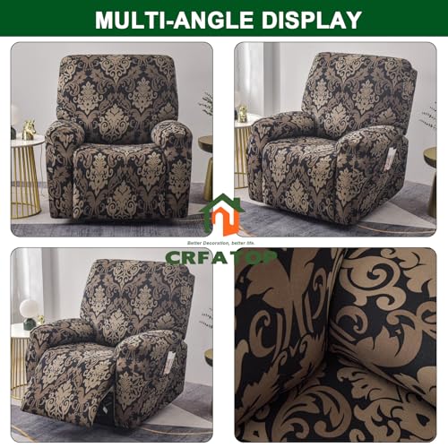 CRFATOP Recliner Slipcovers with Arms 4-Pieces Lazyboy Recliner Chair Cover Non Slip Recliner Slip Covers for Recliner Chair with Storage Pockets Furniture Protector for Living Room,16