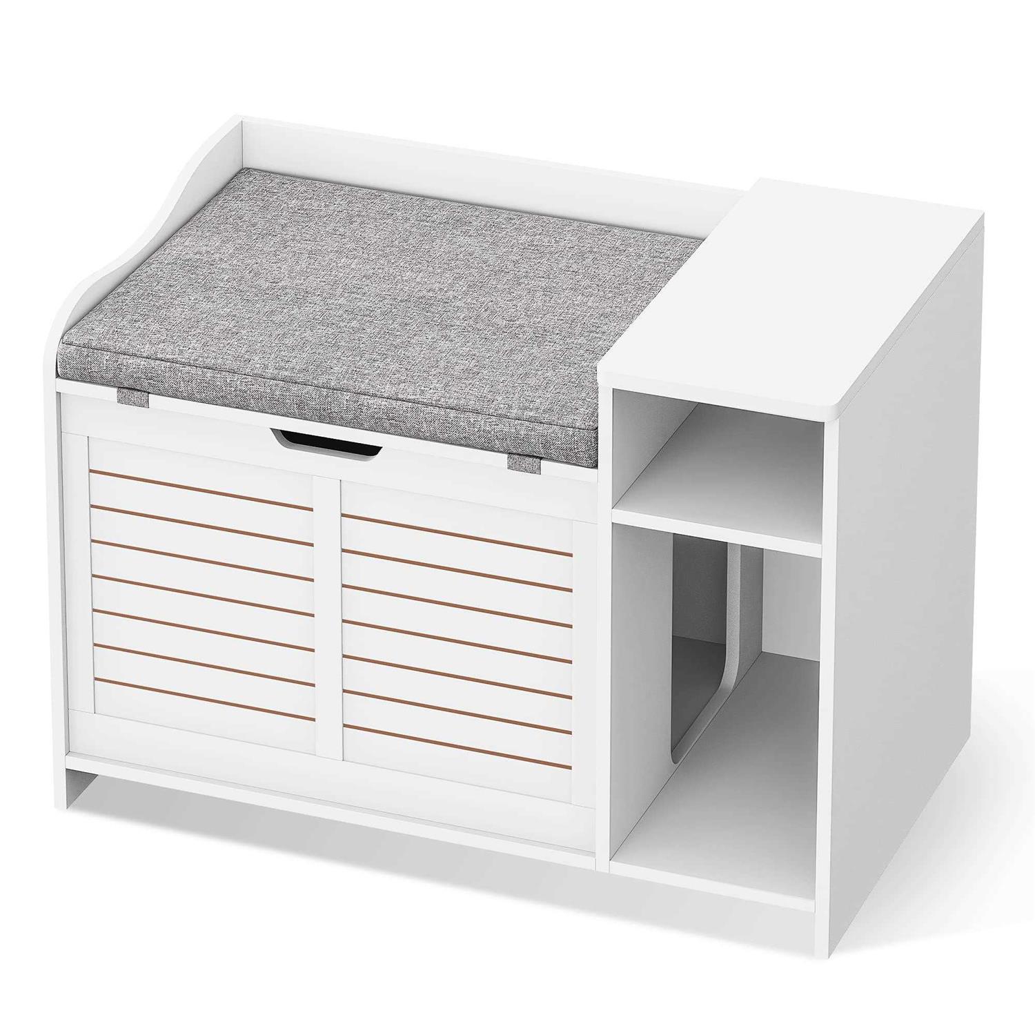 IDEALHOUSE Litter Box Enclosure with Top Opening with Cushion Cat Litter Box Furniture Hidden - Pet Supplies online store