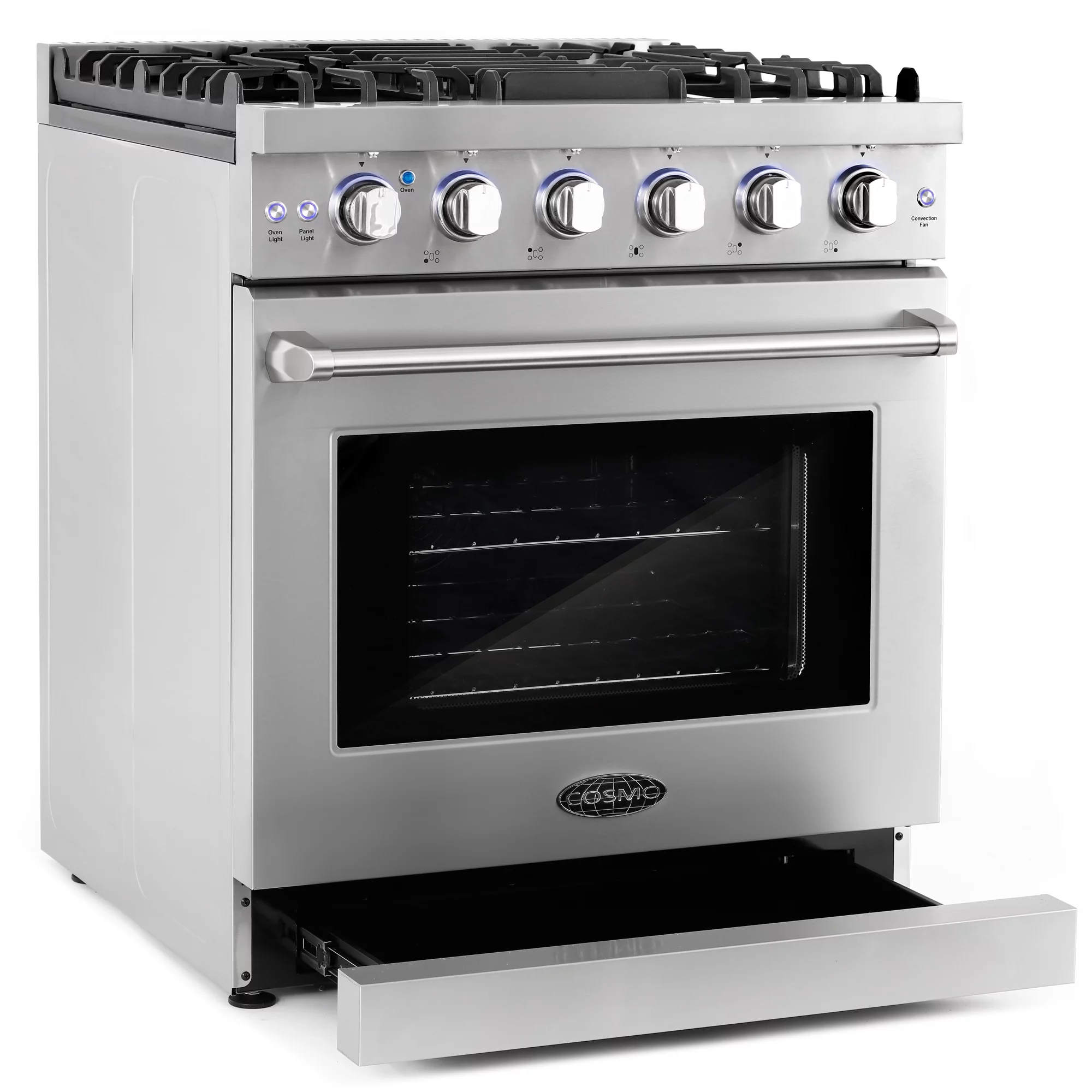 Cosmo 30 Inch 4.5 Cubic Foot Gas Range Convection Oven with 5 Italian Burners