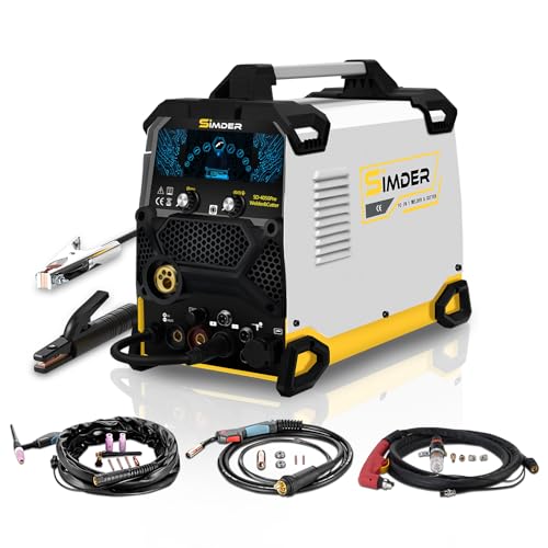 SSIMDER Aluminum MIG Welder Pulse MIG/MAG/HF TIG/Stick/Pilot ARC Plasma Cutter 200A Welding Machine SD4050Pro 10 in 1 Welder Cutter Combo