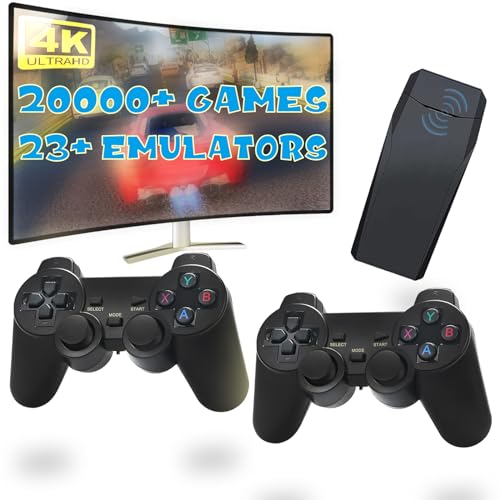 Retro Game Console, Built in 30000 Games, 9 Emulators, Plug & Play Video Game Console 4K HDMI Output for TV with Dual 2.4G Controllers for Kids Boys & Girls (64G)