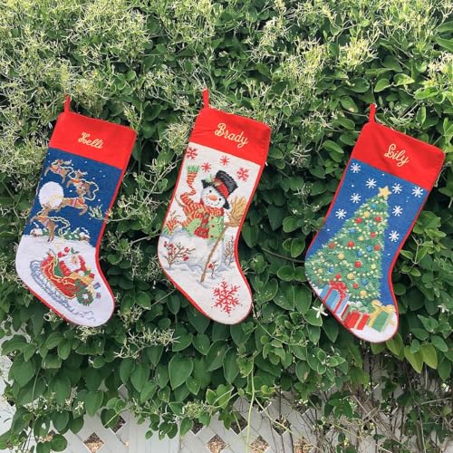 Lillian Vernon Santa Personalized Heirloom Christmas Needlepoint Stocking Stocking, 100% Wool, 9.5