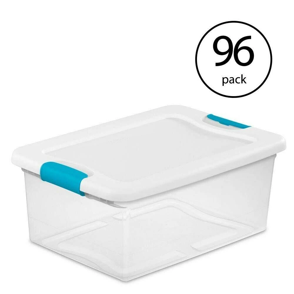 Sterilite 15-Qt. Clear Stackable Latching Storage Box Container (96 Pack)