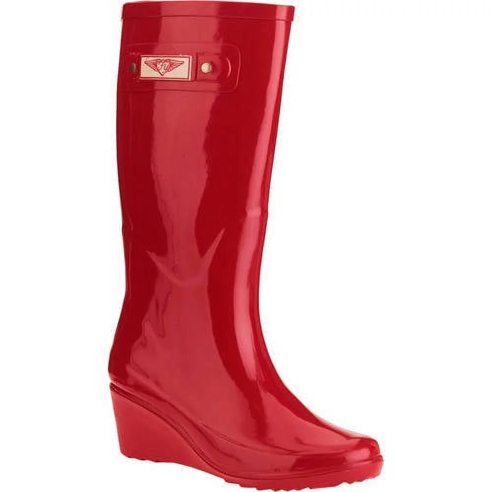 Forever Young Women's Solid Wedge Tall Rain Boot