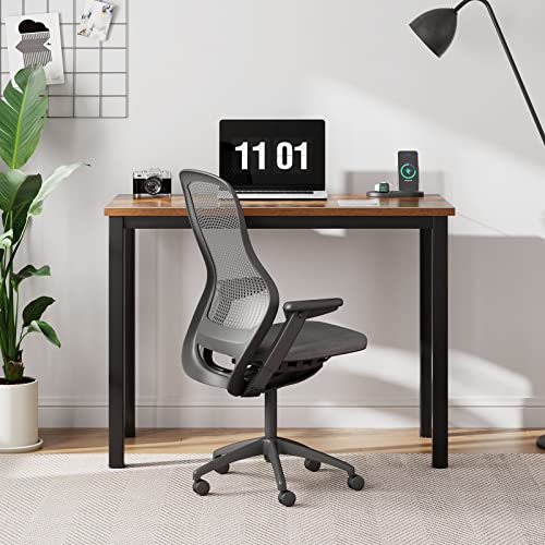 Need 31 Inch Small Computer Desk, Modern Simple Style Writing Desk for Home Office, Basic PC Work Desk with Black Metal Frame, Black