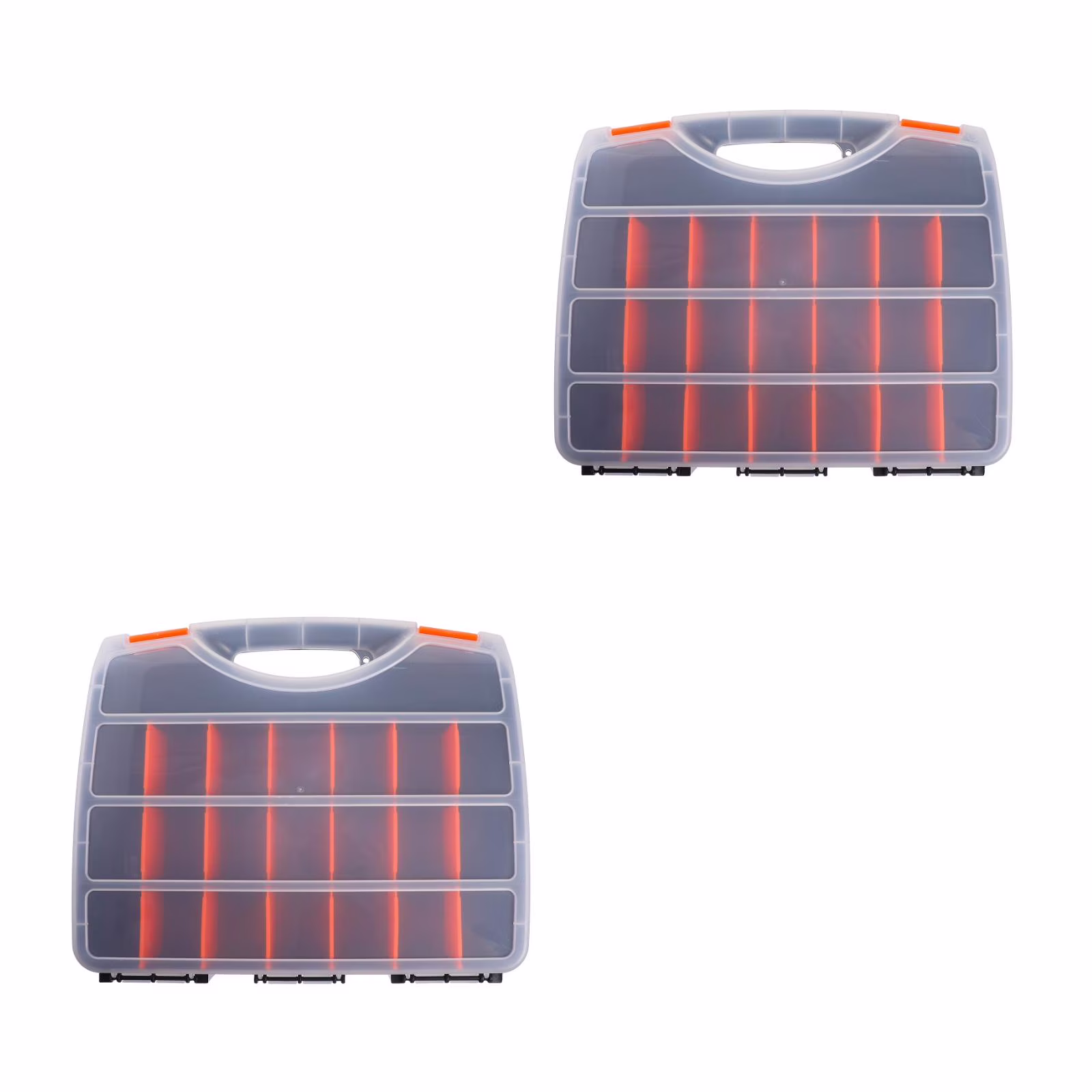 2pcs Screw Tool Organizer: Tackle Box Storage With Removable Dividers- Impact Resistant Polymer Storage Bins For Nuts,, Small Parts,- compartment, ( Black, Orange )