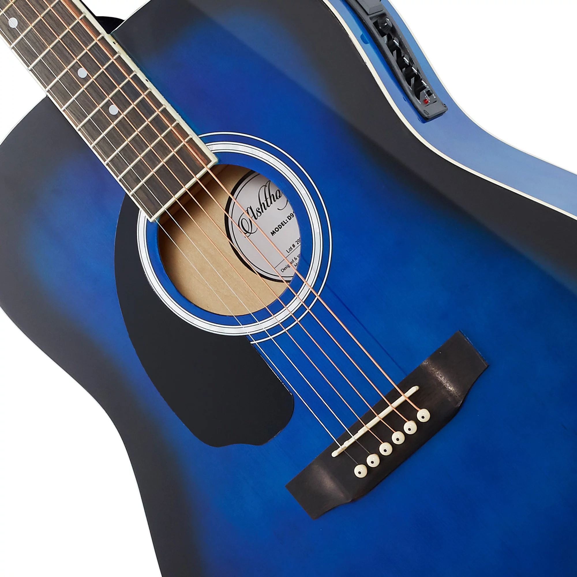 Ashthorpe Left-Handed Full-Size Dreadnought Acoustic Electric Guitar Package, Blue
