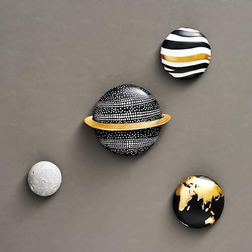 4Pcs Outer Space Planets Wall Decor Boys Room Decor Modern Wall Sculptures Planet Earth Solar System Decorations for Living Room 3D Wall Decor Outer Space Theme Bedroom Wall Decor for Kids Room Wall