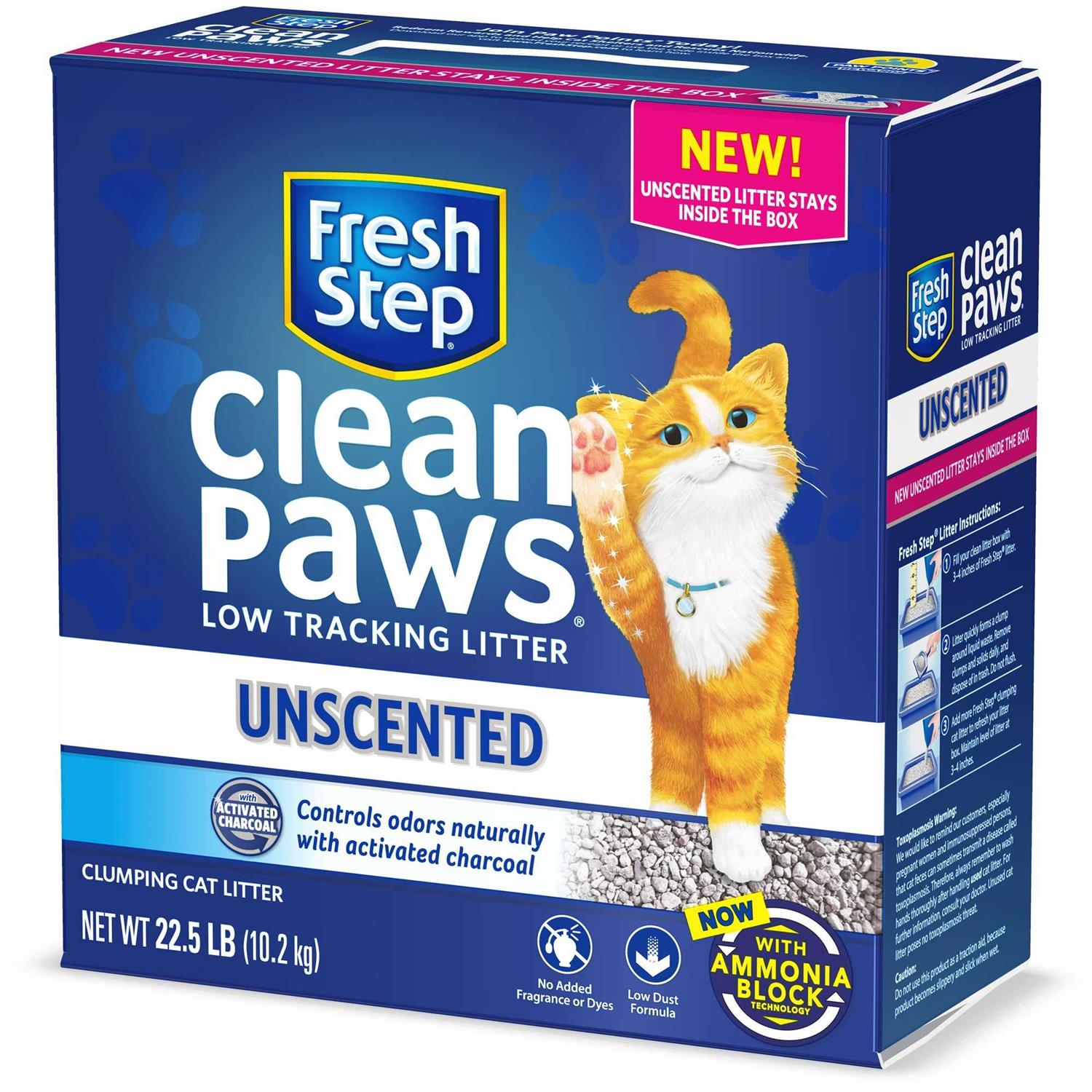Fresh Step Clean Paws Simply Unscented Clumping Cat Litter, 22.5 lbs. - Pet Supplies online store