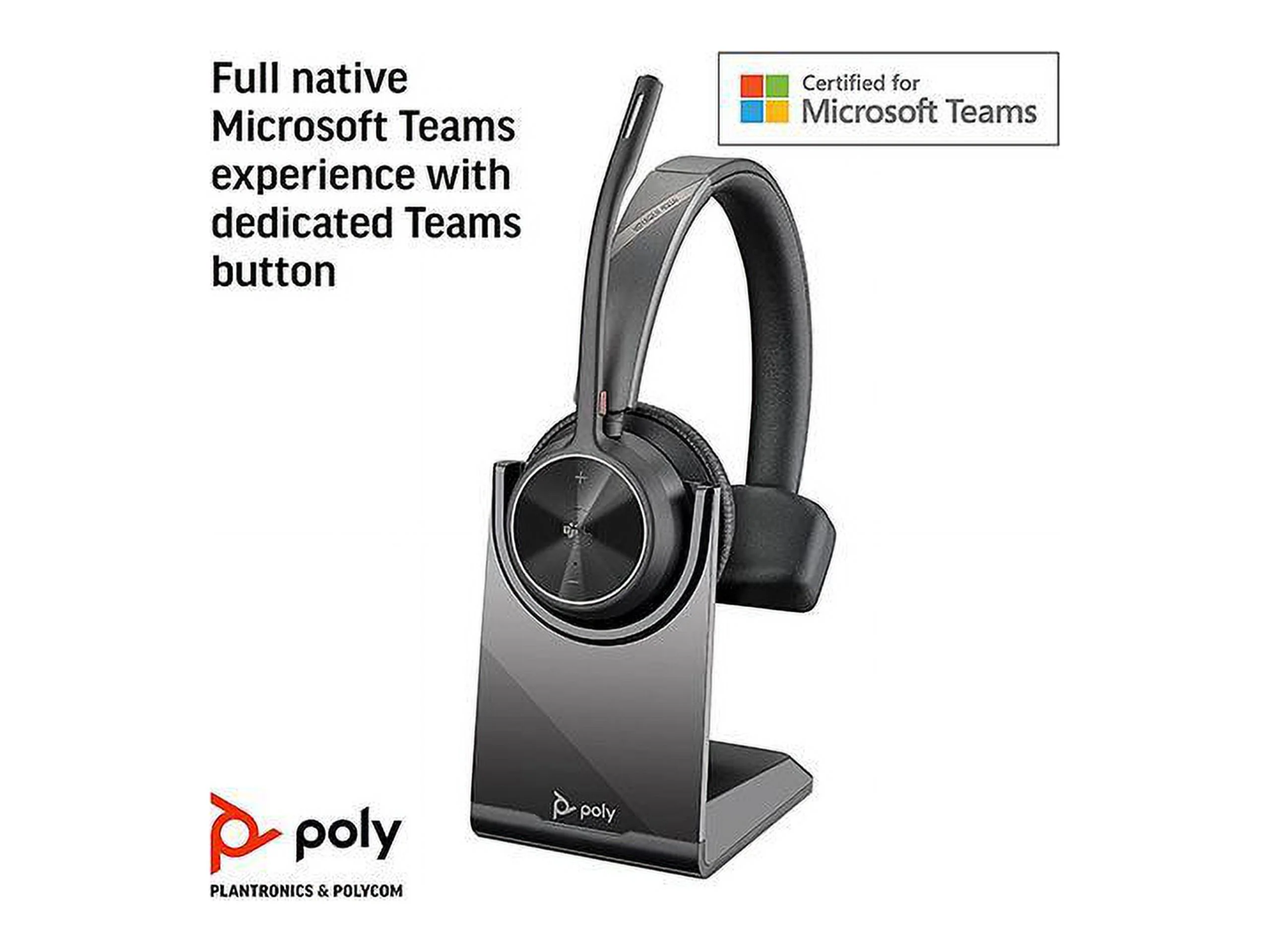 Poly - Voyager 4310 UC Wireless Headset + Charge Stand (Plantronics) - Single-Ear Headset- Connect to PC/Mac via USB-A Bluetooth Adapter, Cell Phone via Bluetooth-Works w/Teams (Certified), Zoom&More