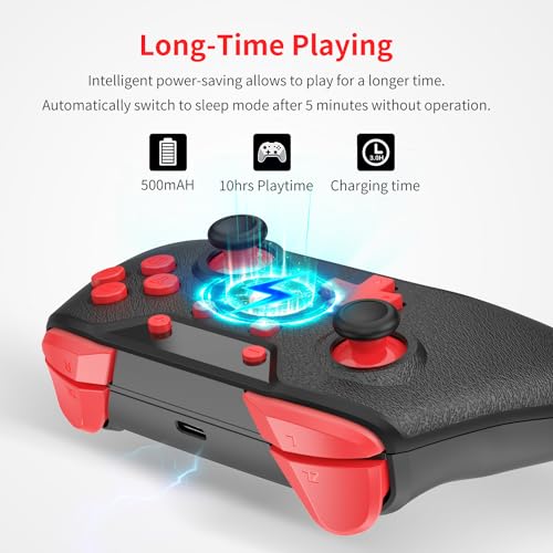 Switch Controller, Wireless Controller Compatible Nintendo Switch/Switch OLED/PC/Android/IOS with Turbo Motion Vibration (Black)