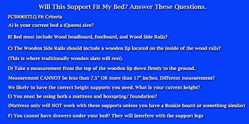 Heavy Duty High Profile Universal Bed Slats Center Support System for Wooden Beds Holds 1400 pounds King Size with Non Slip Rubber Grippers