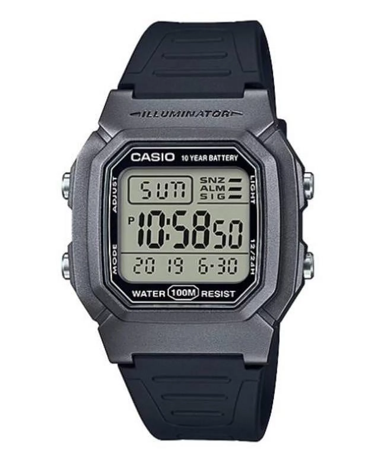 Casio Men's Dual Time Digital Watch, Silver/Black - W-800HM-7AVCF