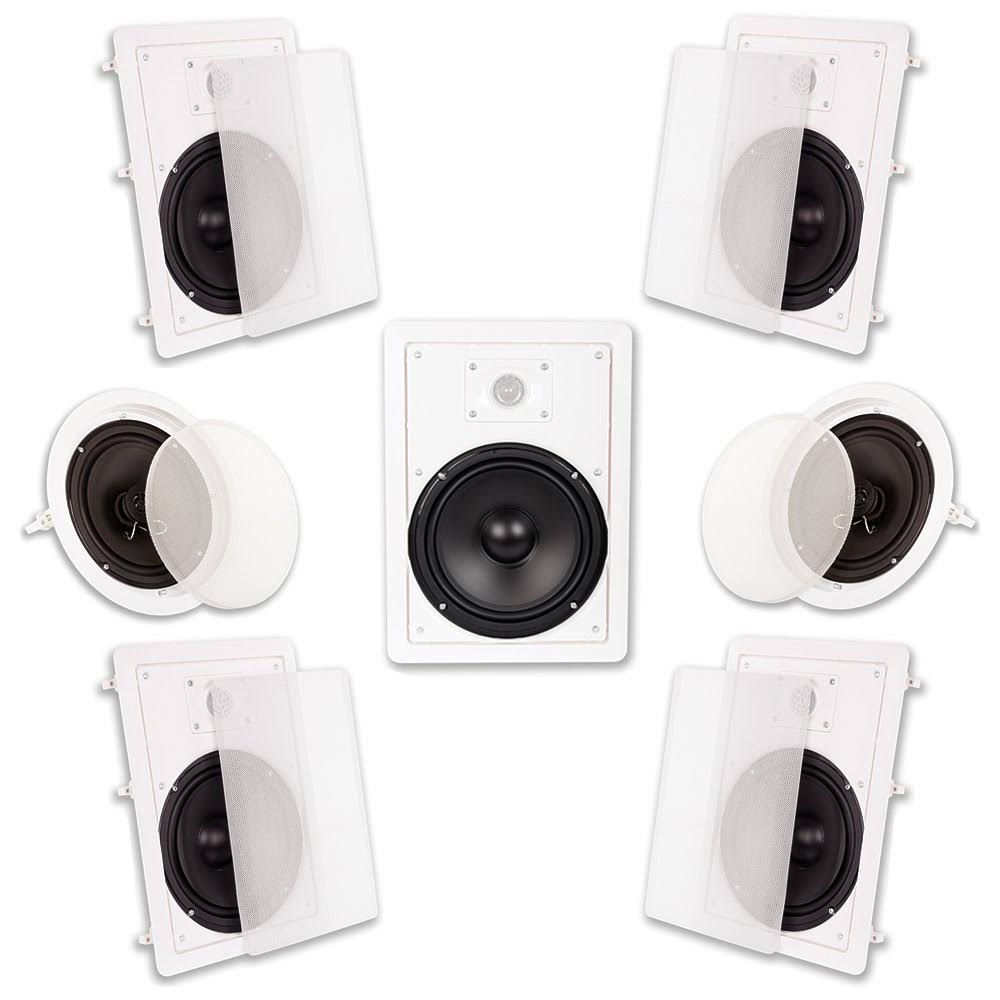 Acoustic Audio HT87 in Wall and in Ceiling 8x22 Home Theater Surround Sound 7 Speaker Set