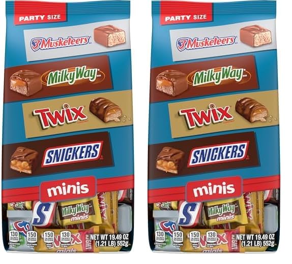 SNICKERS, TWIX, 3 MUSKETEERS, MILKY WAY Minis Back to School Chocolate Bar Variety Pack, Party Size, 19.49 Oz Bulk Bag