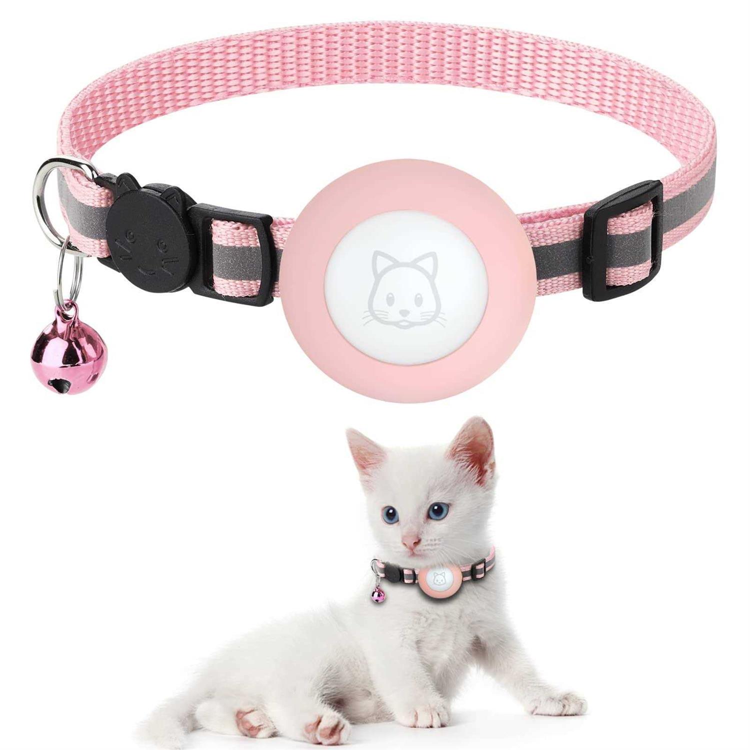 Airtag Cat Collar with Breakaway Bell Reflective Strap with Air Tag Case for Cat Kitten - Pet Supplies online store