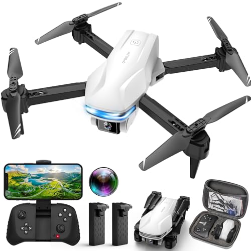 Drones with Camera for Adults 1080P HD Foldable Drone with Carrying Case Drones for Kids with One Key Take Off/Land, 3 Speed Mode, 360° Flip Grey