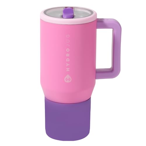 HydroJug Traveler - 40 oz Water Bottle with Handle & Flip Straw - Fits in Cup Holder, Leak Resistant Tumbler-Reusable Insulated Stainless Steel & Rubber Base - Gifts for Women & Men, Cream