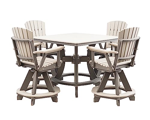 Grand Lake Amish Crafted 4 Person Poly Adirondack Counter Height Table Set (Dark Gray on Black)