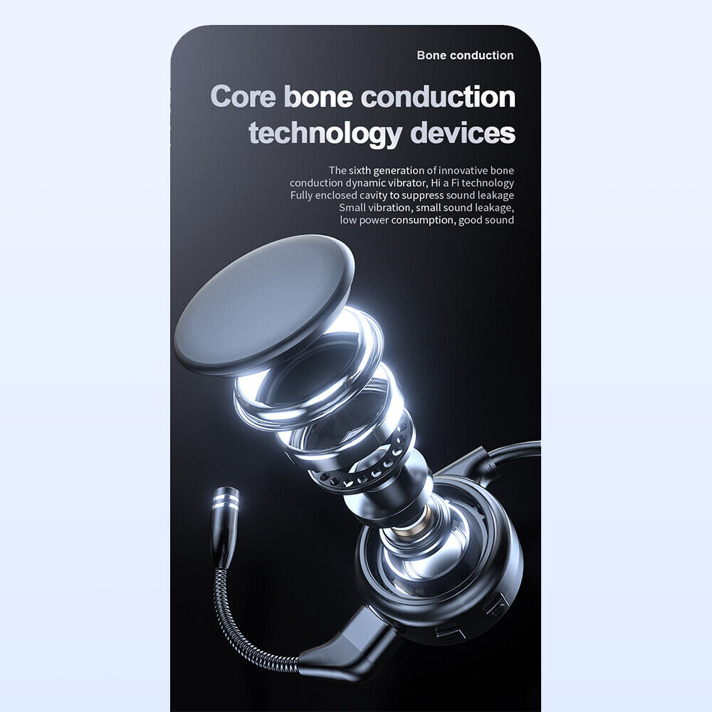 Bluetooth 5.0  Wireless Bone Conduction Headsets Open Ear Headphones MIC