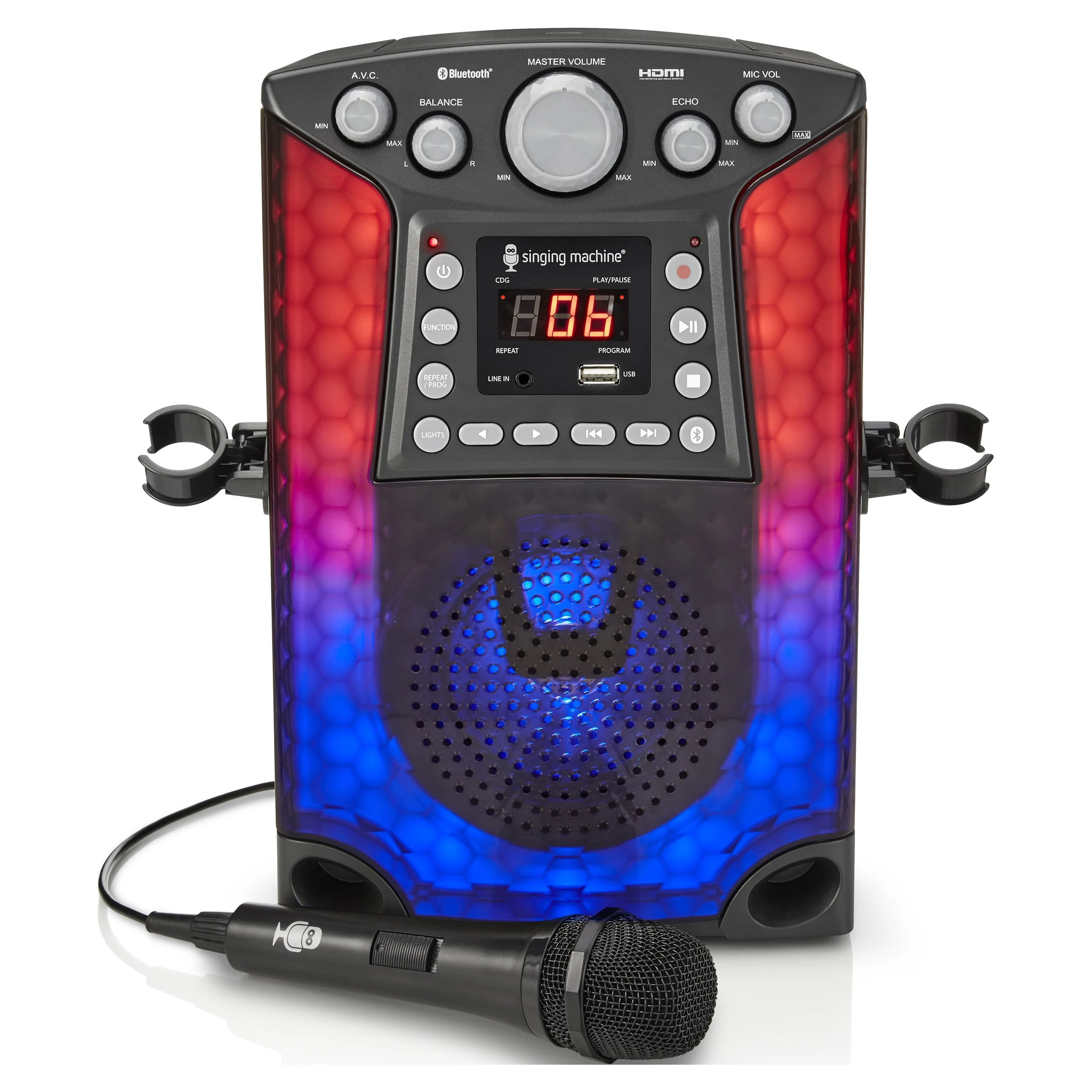 The Singing Machine Bluetooth CD+G Karaoke Sound System with LED Lights, SML633, Black