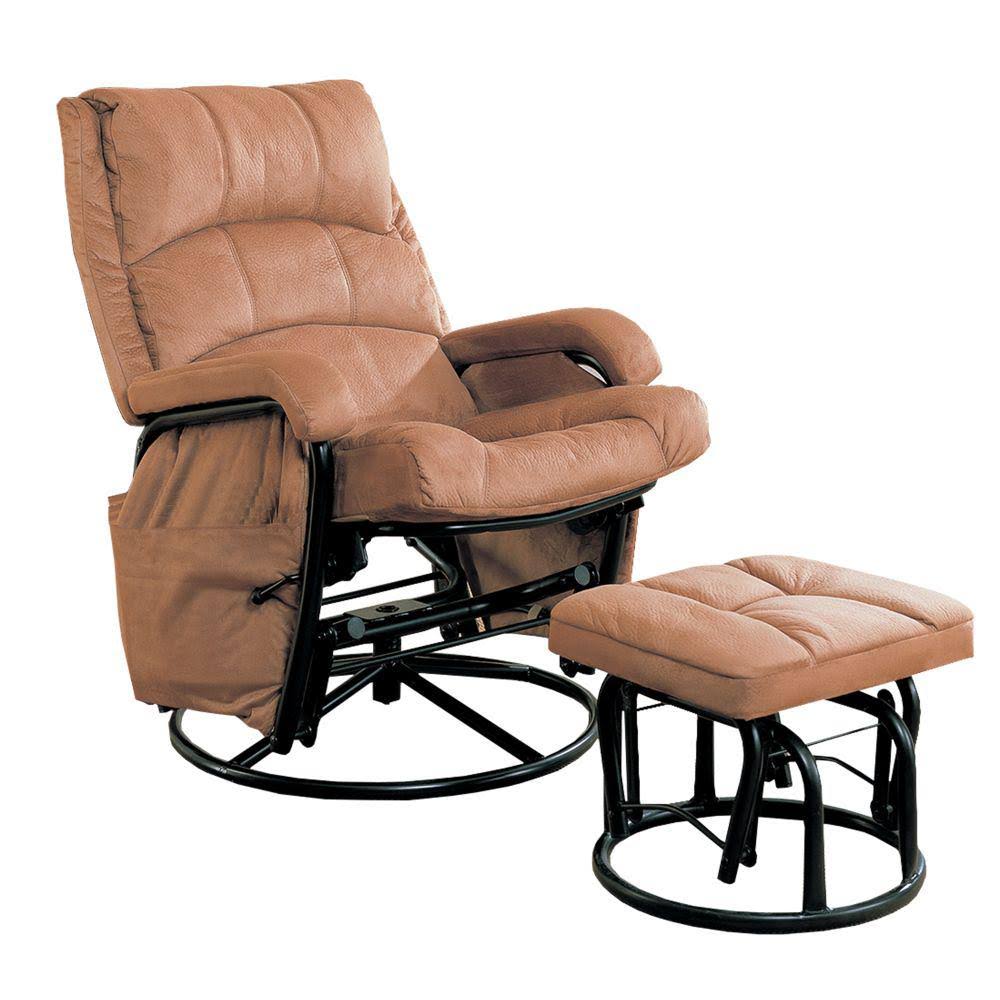 Benzara - Relaxing Glider Chair with Ottoman, Brown