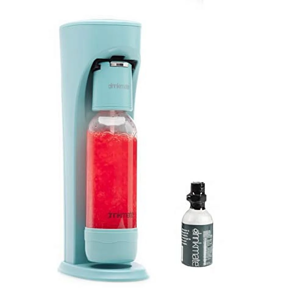 Drinkmate OmniFizz Sparkling Water and Soda Maker, Carbonates Any Drink, with 3oz CO2 Test Cylinder (Arctic Blue)