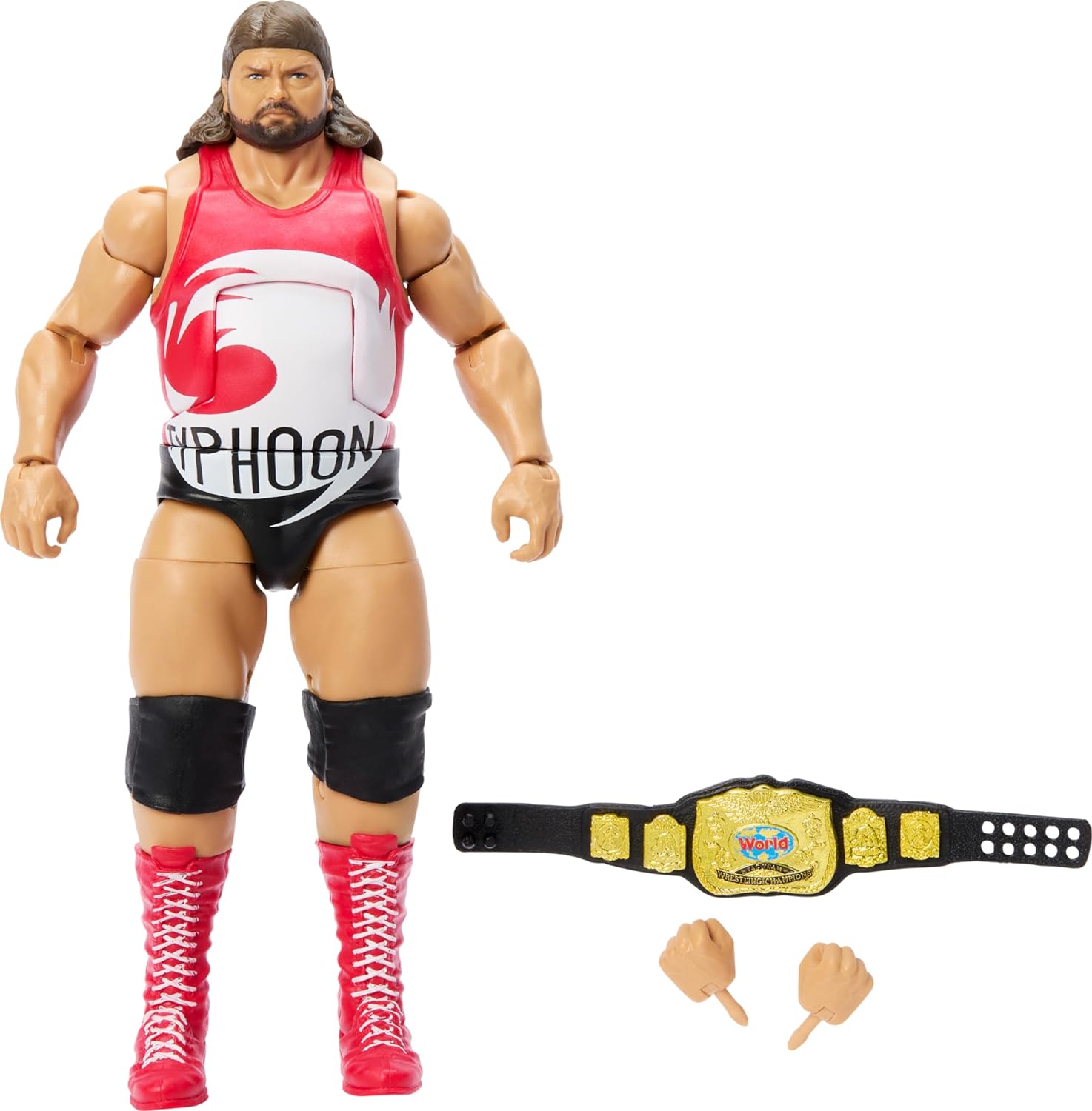 Mattel WWE Elite Action Figure & Accessories, 6-inch Collectible Typhoon with 25 Articulation Points, Life-Like Look & Swappable Hands