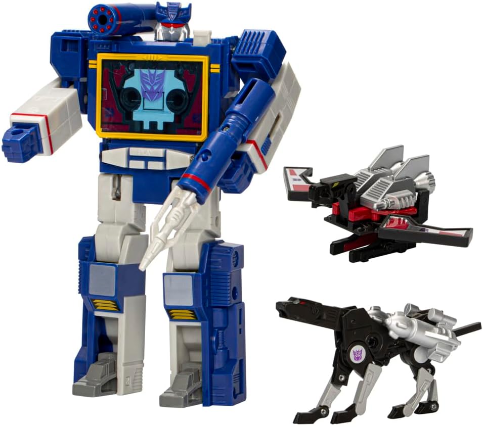 Transformers Decepticon Communicator Soundwave Action Figure, 40th Anniversary Edition Soundwave, Laserbeak, & Ravage Kids Toy Action Figure for Boys and Girls