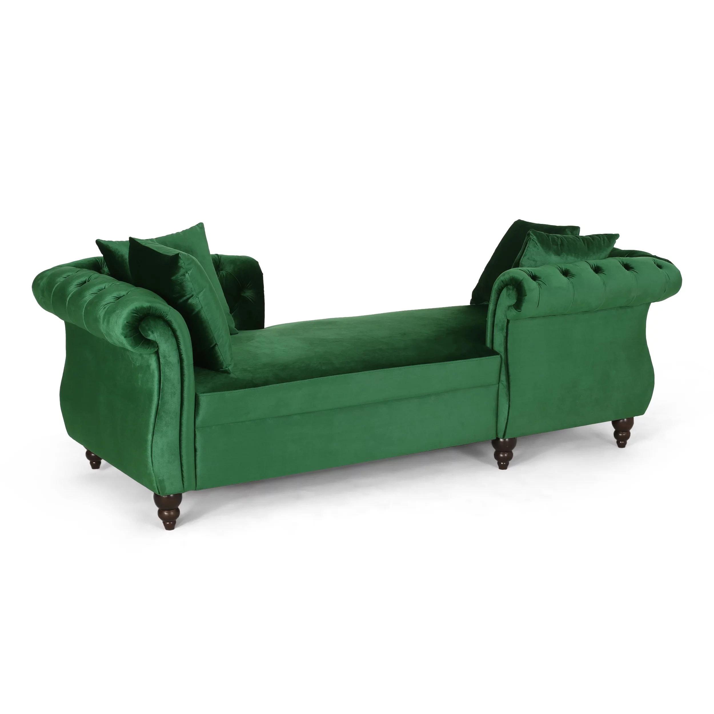 Noble House Sonne Indoor Fabric Tufted Chaise Lounge, Emerald