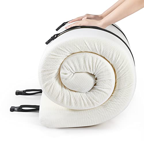 Cot Mattress Topper,Roll Up Camping Mattress,Portable Folding Sleep Mat,Narrow Twin High Density Ventilated Mattress Pad(75 x 30 X3 inch)