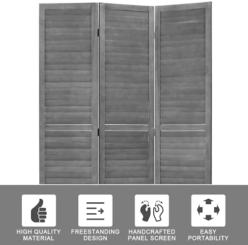 3 Panel Wood Privacy Screen, 4.3 Ft Tall Folding Freestanding Partition Wall Room Dividers, Natural Paulownia Wood Privacy Screens for School, Church, Office, Classroom, Dorm Room, Kids Room