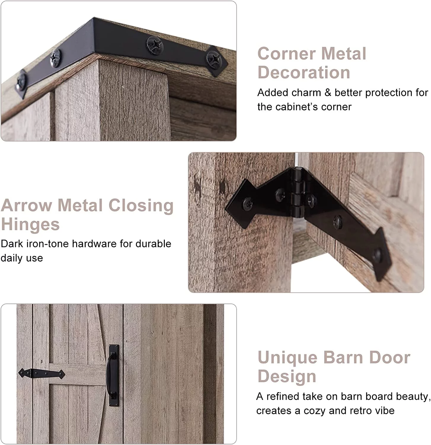 OKD Kitchen Pantry w/Barn Door Storage Cabinet w/Hanging Rod for Bathroom, Utility Room, Light Rustic Oak