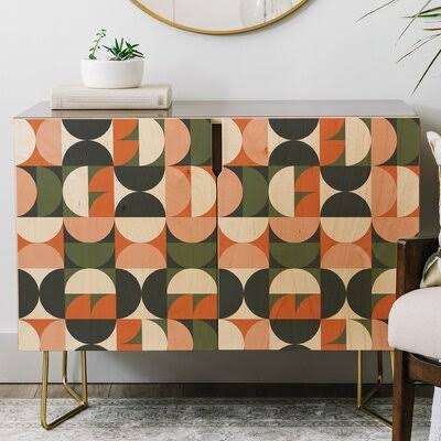 The Old Art Studio Mid Century Geometric Credenza East Urban Home