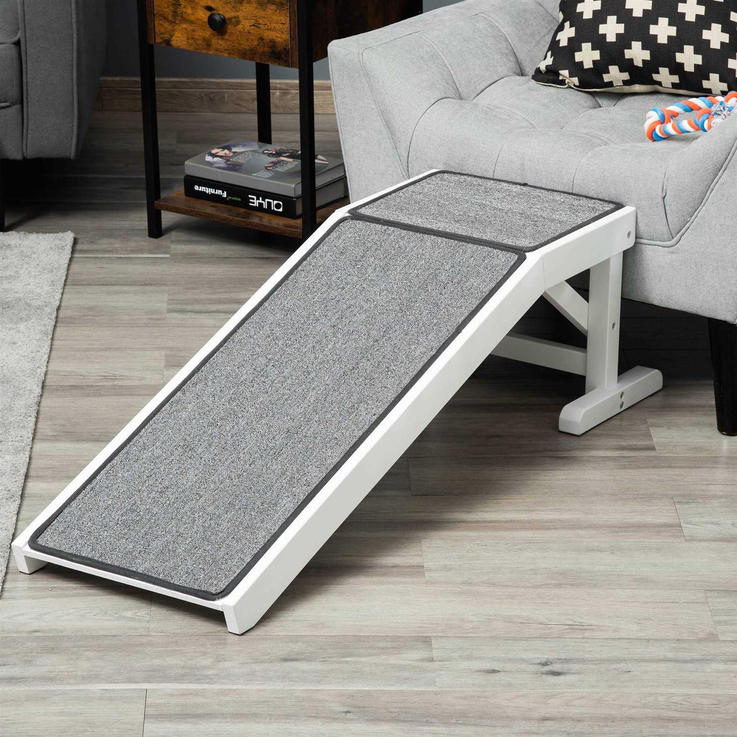 PawHut Pet Ramp, Dog Bed Ramp for Dogs with Non-Slip Carpet and Top Platform - Pet Supplies online store